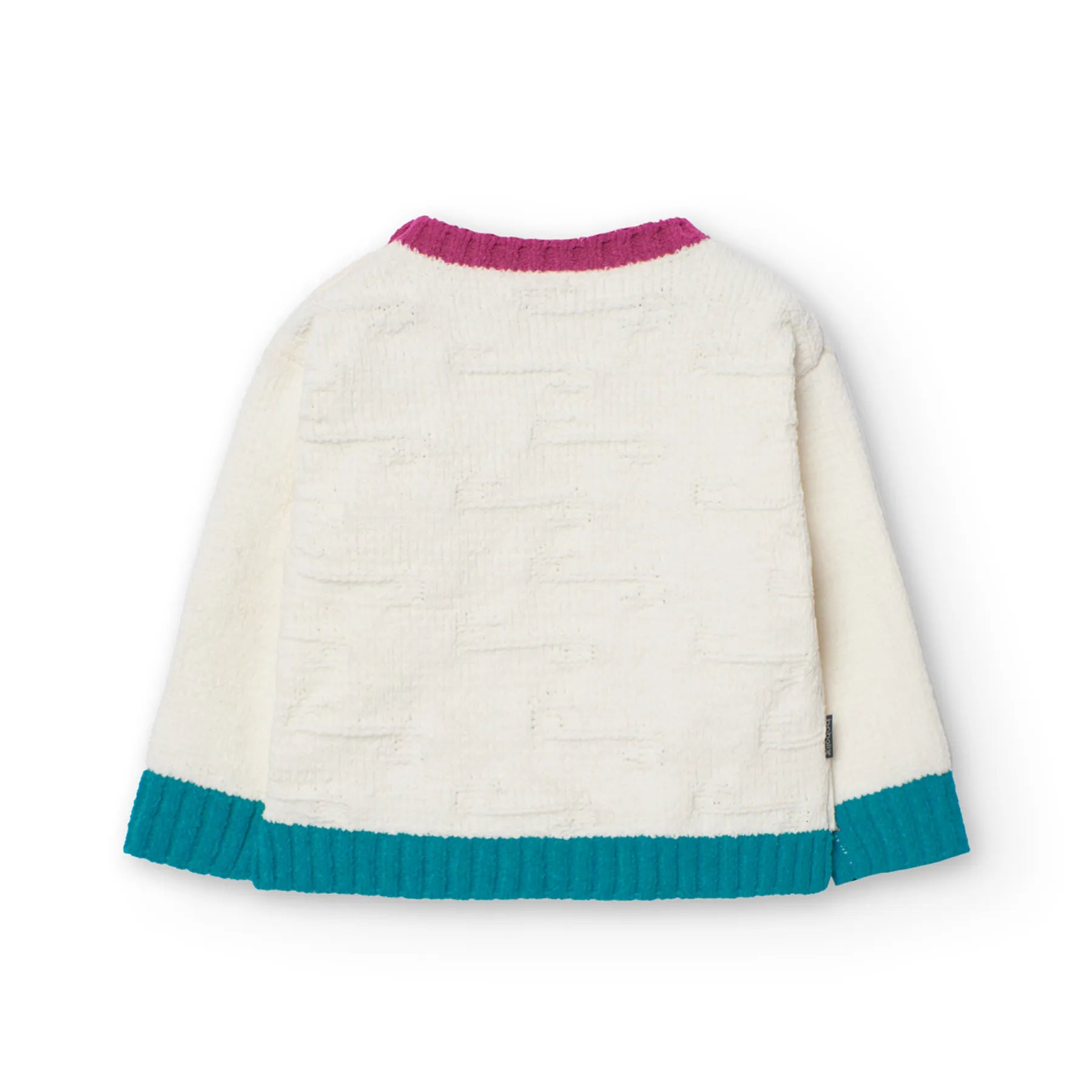 Maglione ciniglia bianco con profili a contrasto
