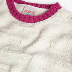 Maglione ciniglia bianco con profili a contrasto