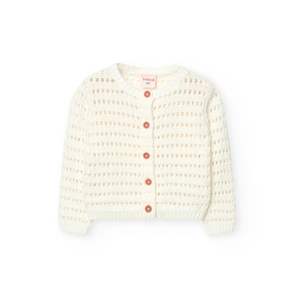 Cardigan traforato tricot bianco