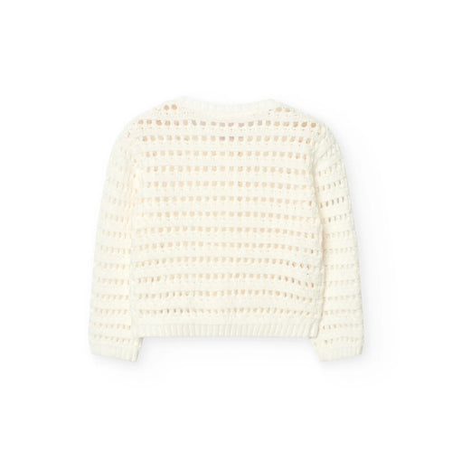 Cardigan traforato tricot bianco