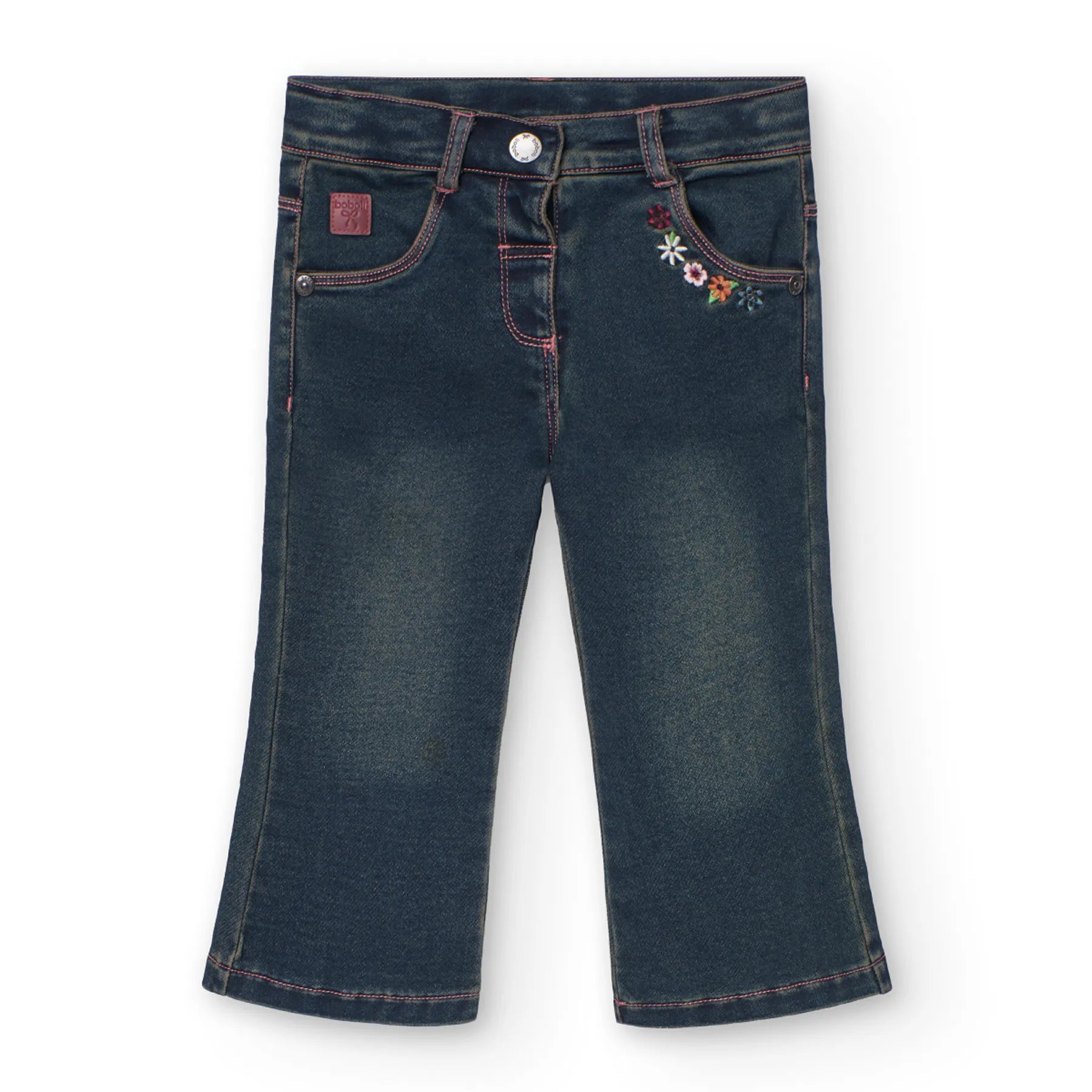 Pantaloni jeans a zampa slavato scuro