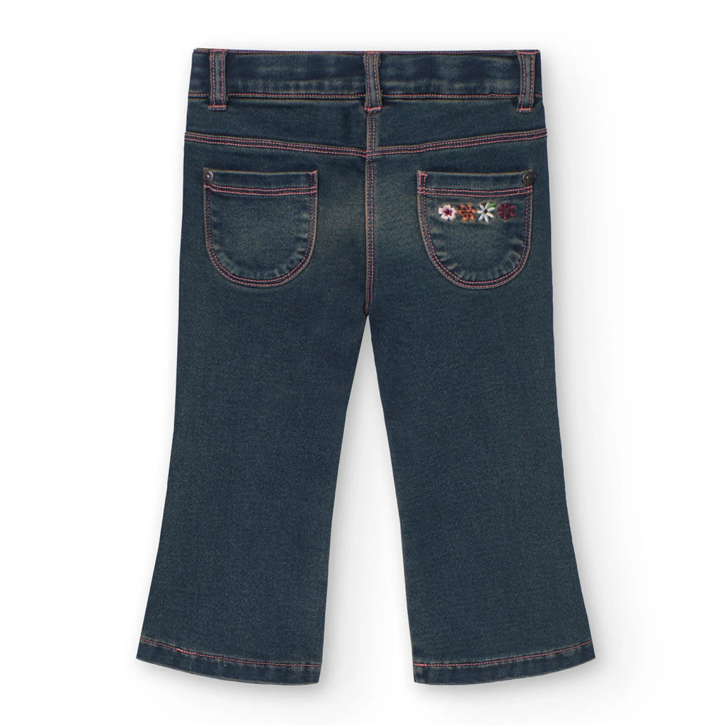 Pantaloni jeans a zampa slavato scuro