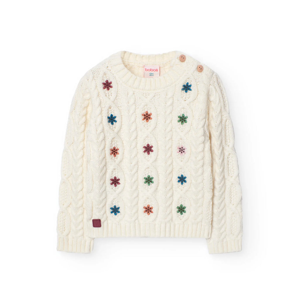 Maglione con trecce bianco