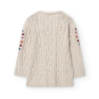 Vestito a maglia trecce ecrù con fiori