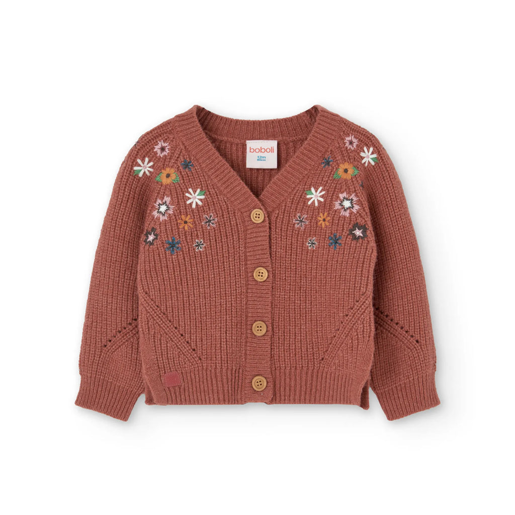 Cardigan con bottoni per bimba castagna