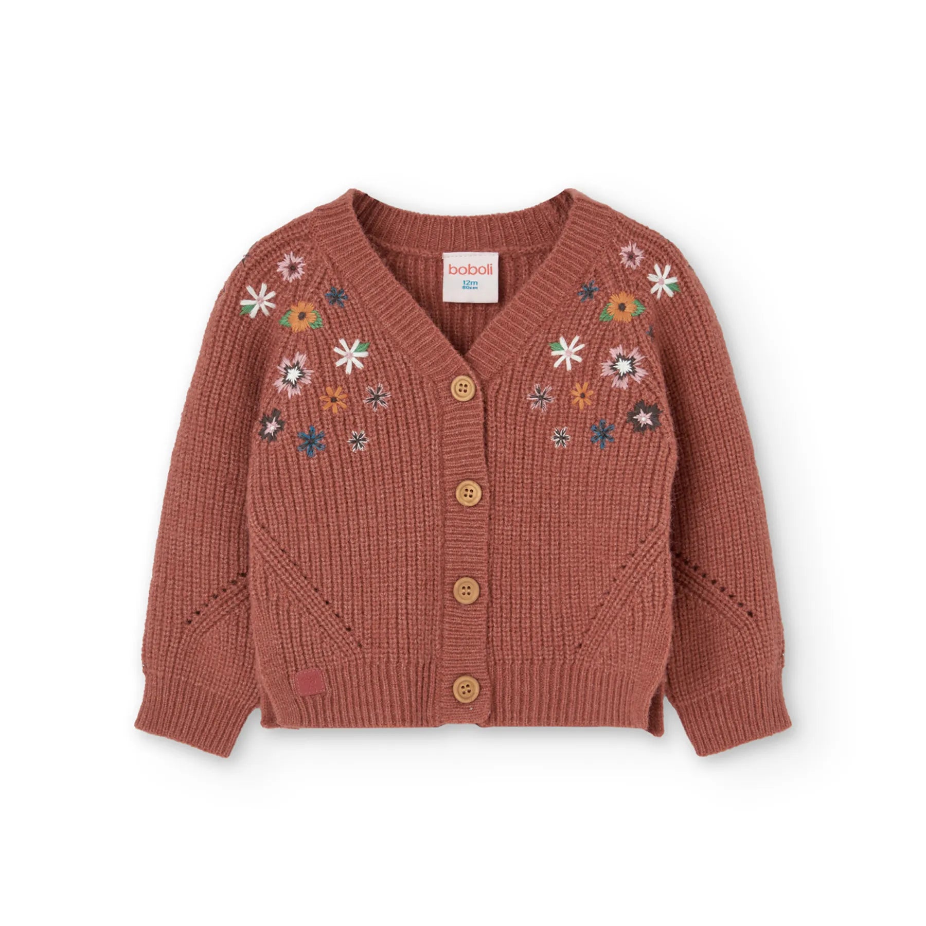 Cardigan con bottoni per bimba castagna