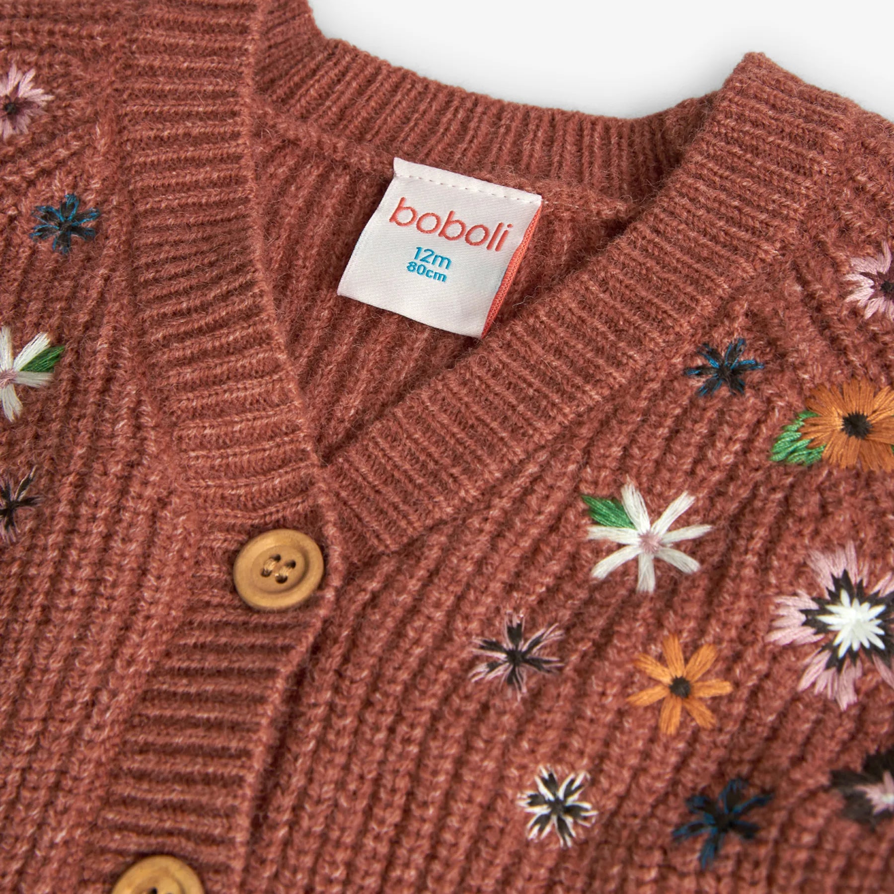 Cardigan con bottoni per bimba castagna