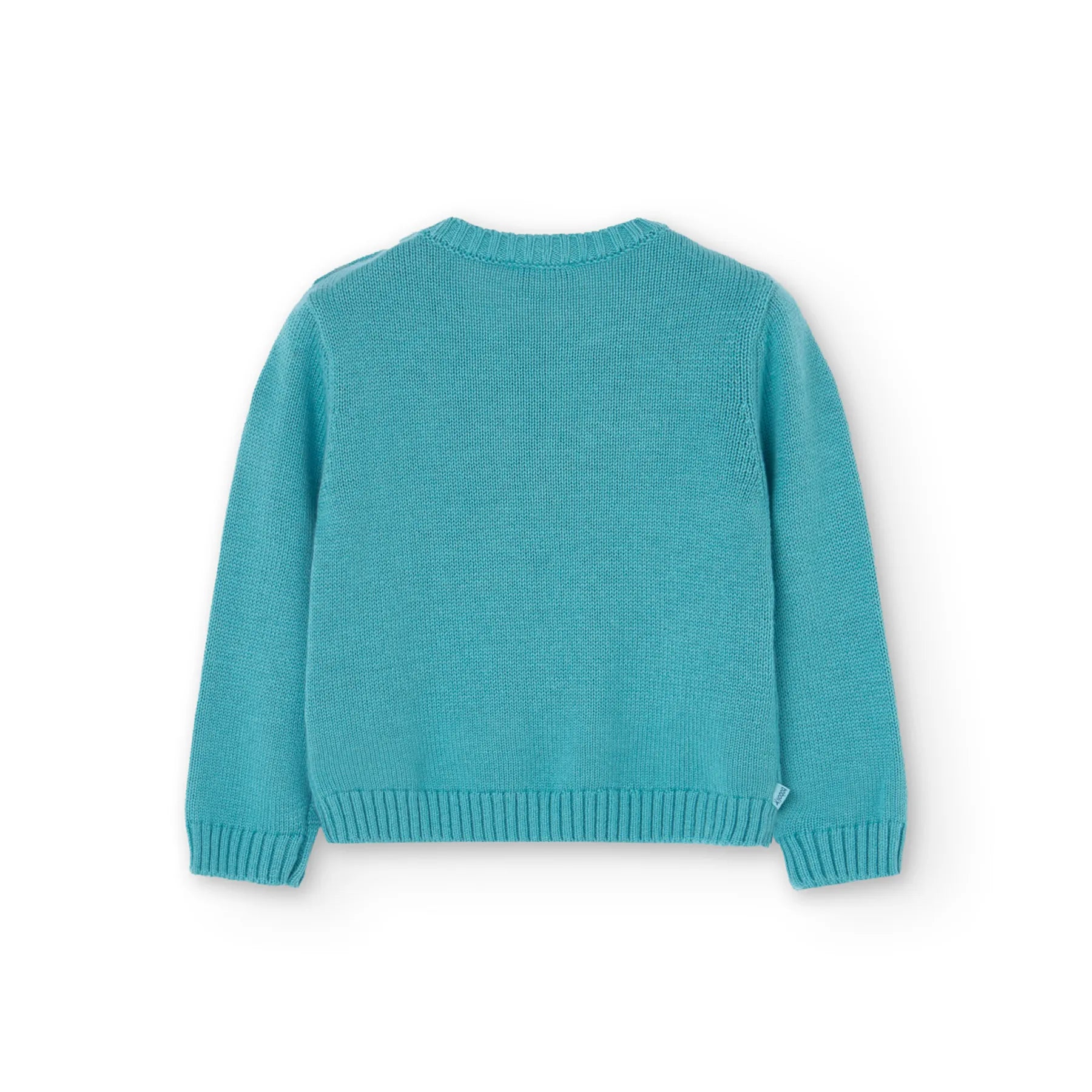Maglione con fiore fondo turchese