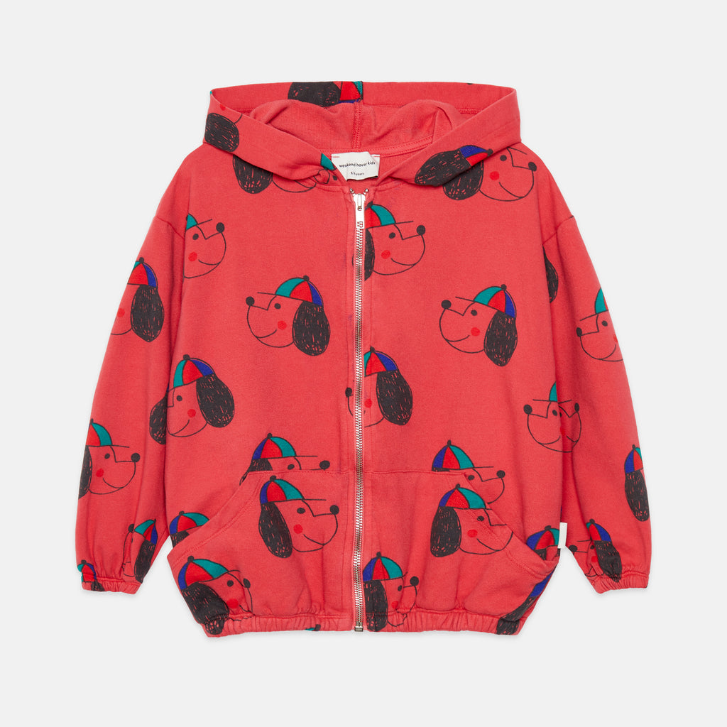 Felpa con cappuccio aperta all over cute dog