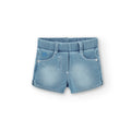 Shorts denim bambina blu slavato