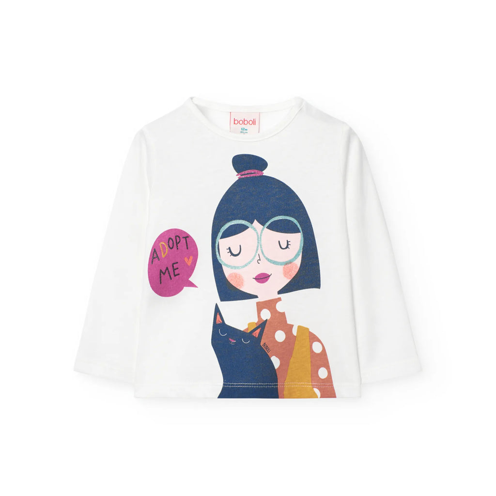 T-shirt manica lunga stampa fronte bianca