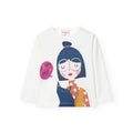T-shirt manica lunga stampa fronte bianca