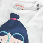T-shirt manica lunga stampa fronte bianca
