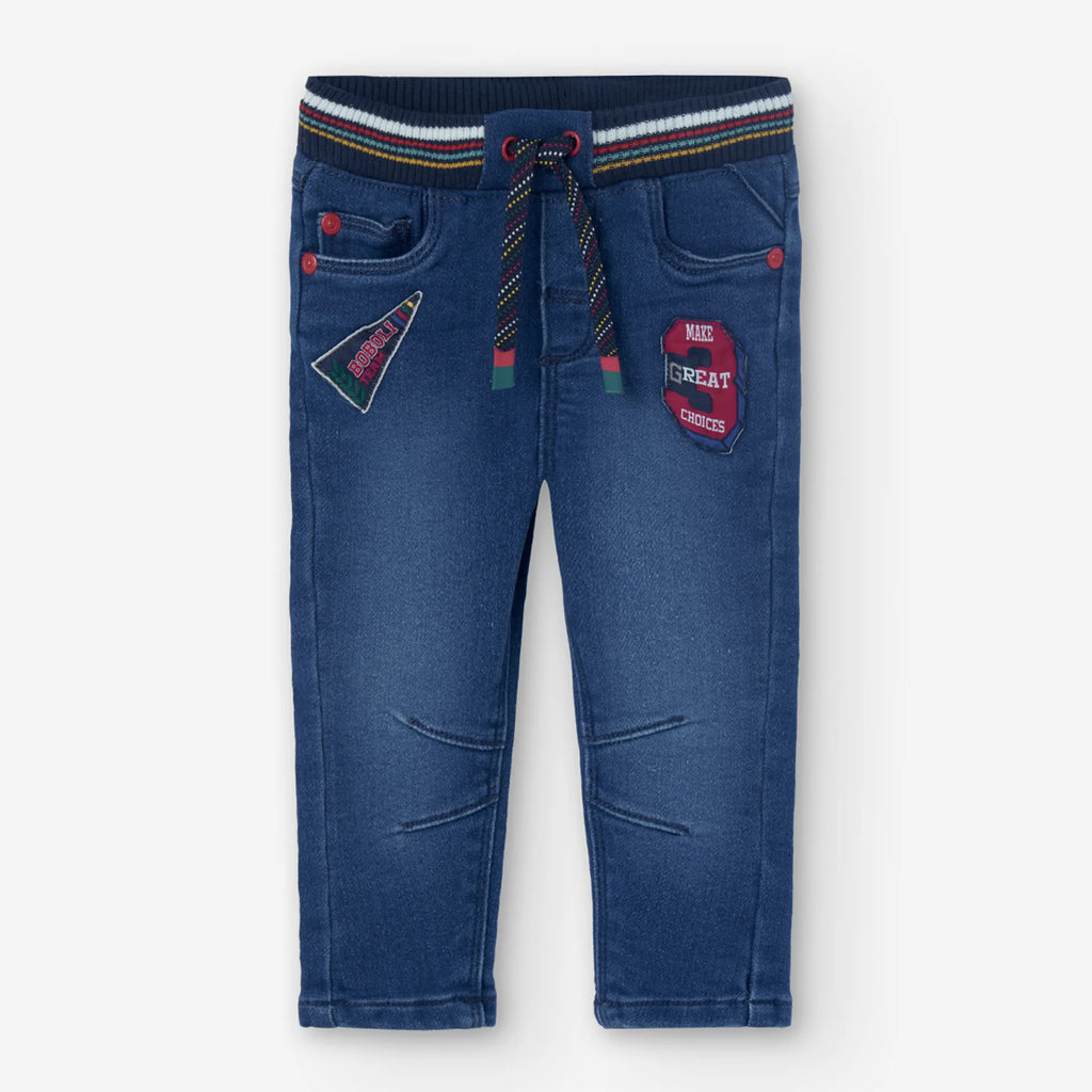 Pantaloni jeans con elastico colorato