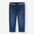 Pantaloni jeans con elastico colorato