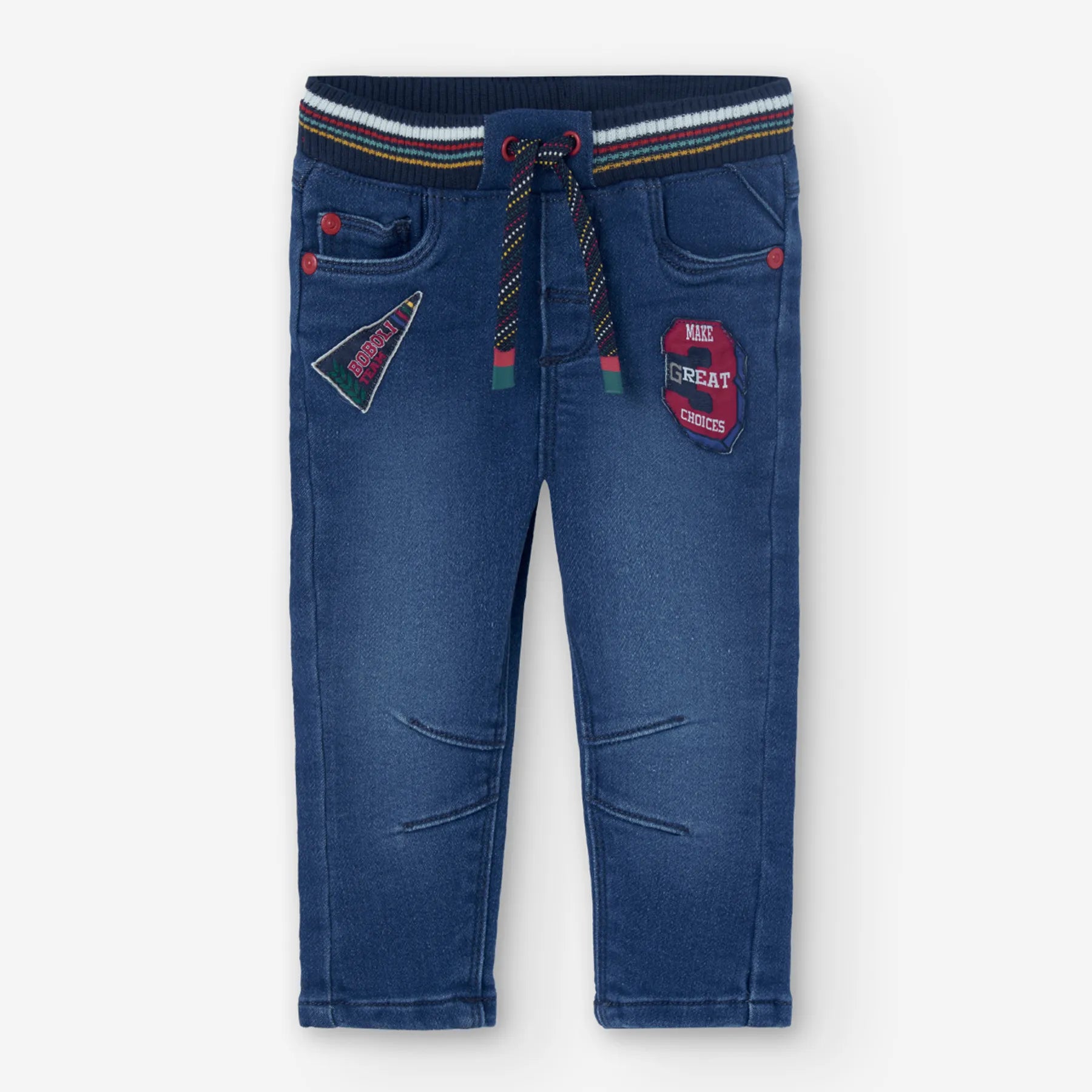 Pantaloni jeans con elastico colorato