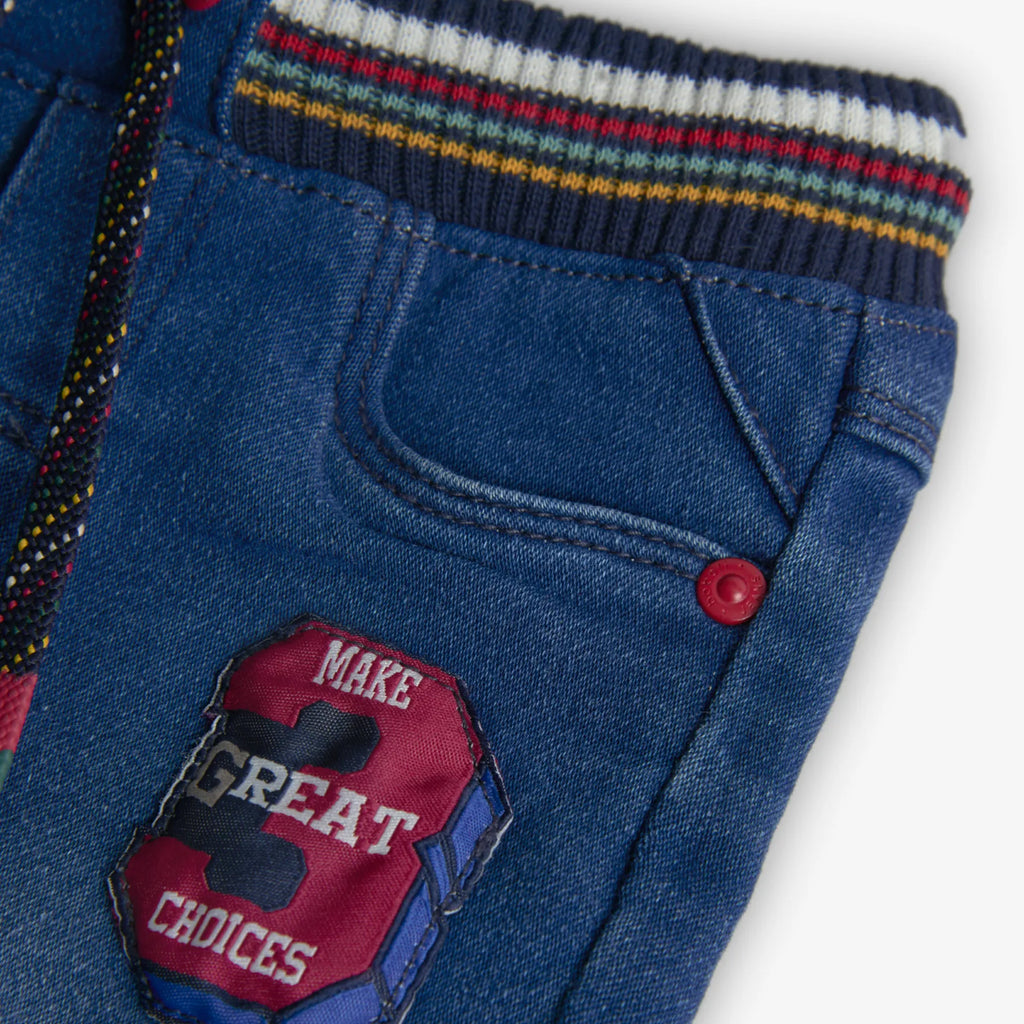 Pantaloni jeans con elastico colorato
