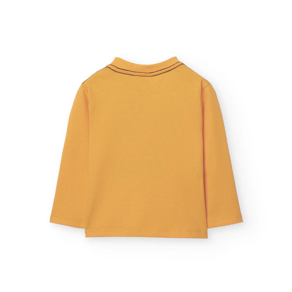 T-shirt manica lunga mostarda scritta