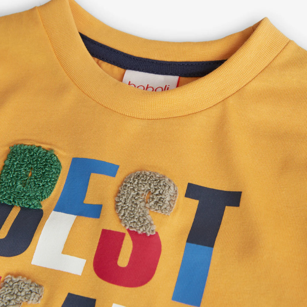 T-shirt manica lunga mostarda scritta