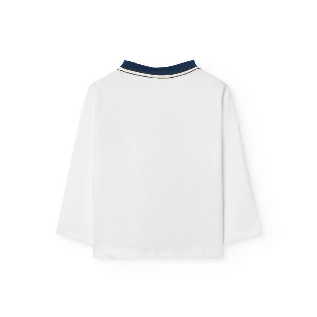 T-shirt manica lungo stampa lupo bianca