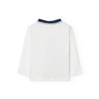 T-shirt manica lungo stampa lupo bianca