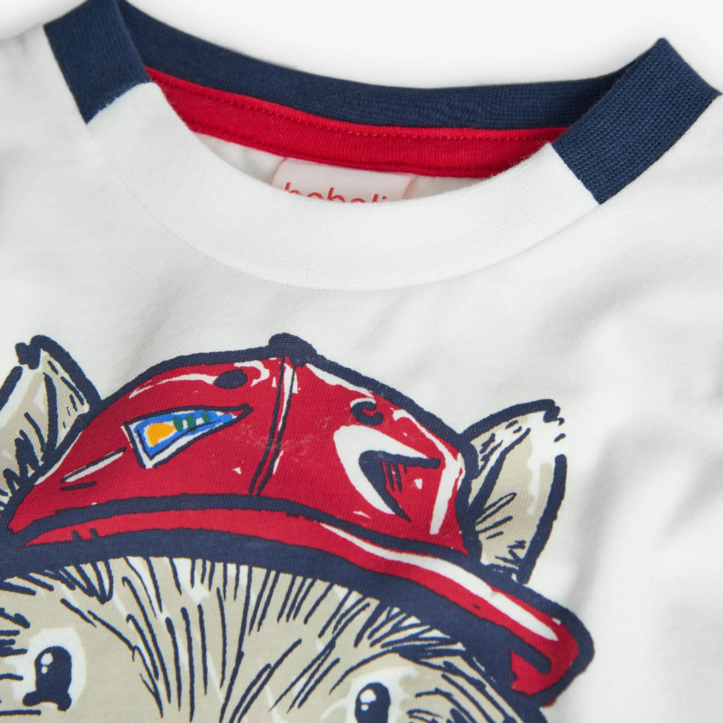 T-shirt manica lungo stampa lupo bianca