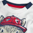 T-shirt manica lungo stampa lupo bianca