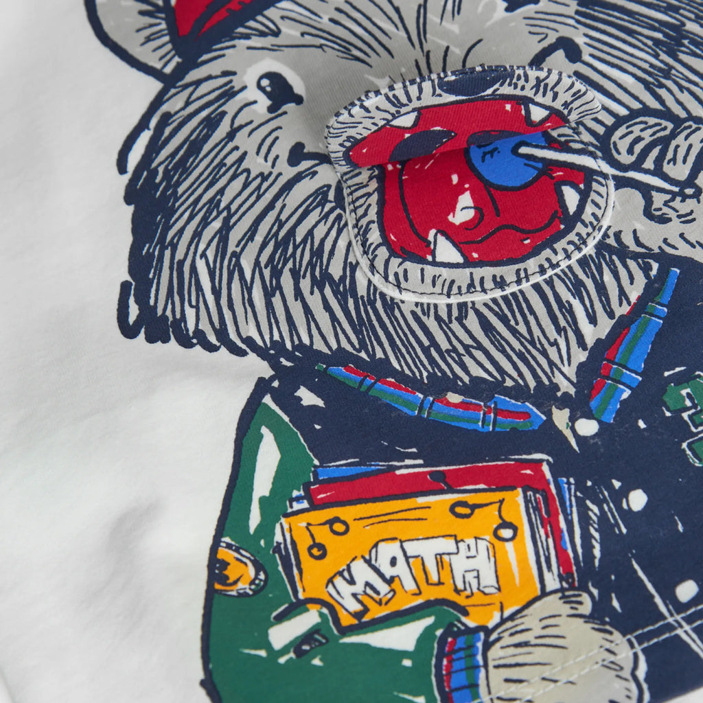 T-shirt manica lungo stampa lupo bianca