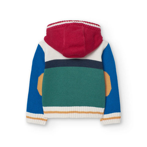 Cardigan con cappuccio e cerniera