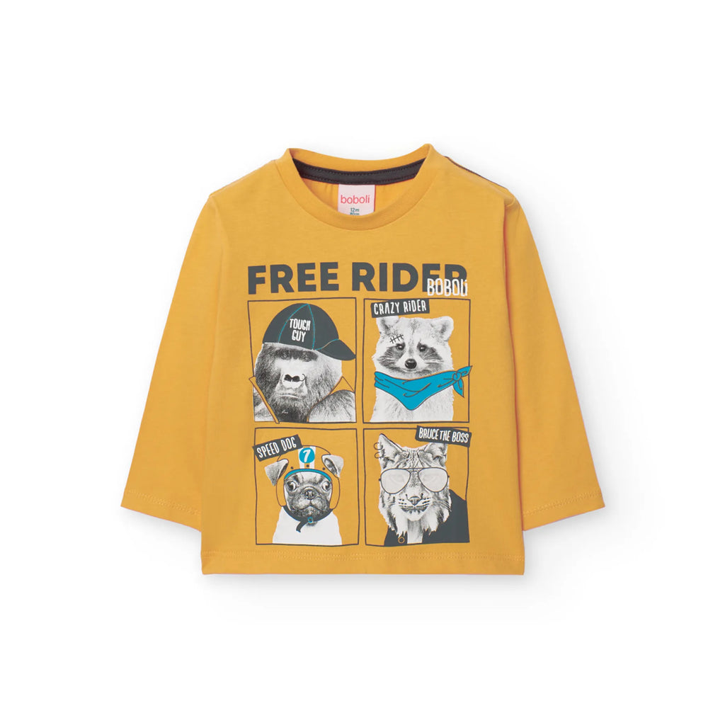 T-shirt manica lunga bambino stampa cani