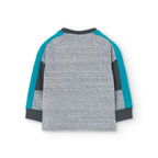 T-shirt manica lunga grigio mélange e stampa cane con casco