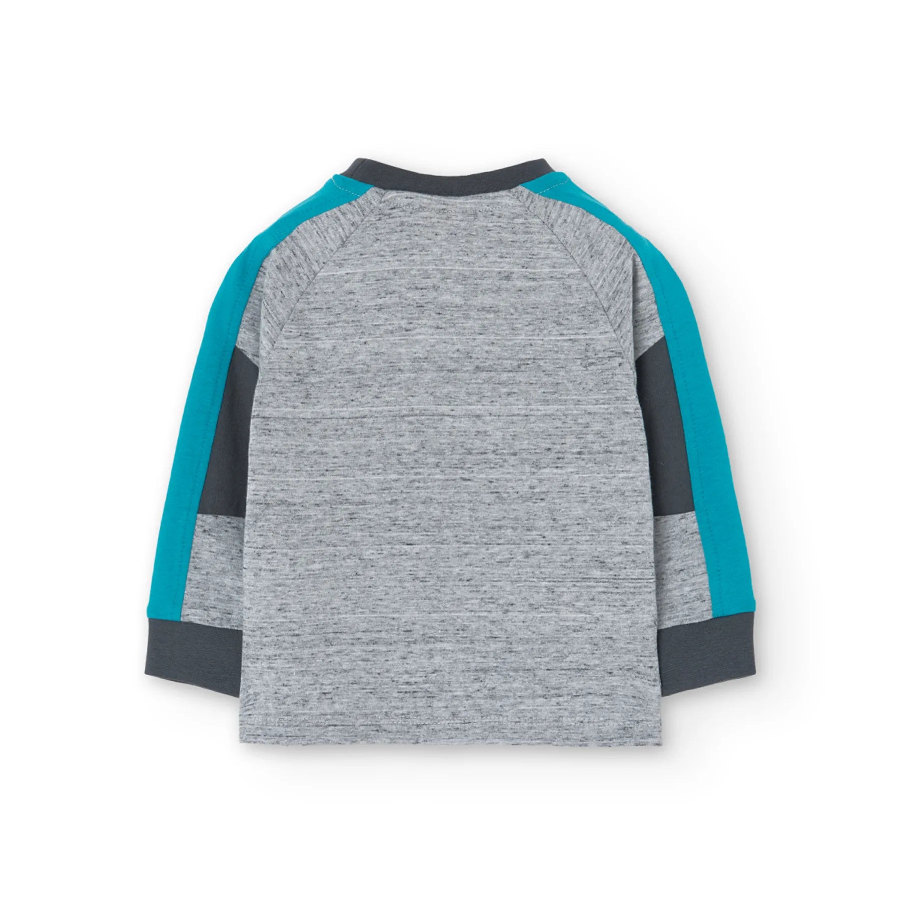 T-shirt manica lunga grigio mélange e stampa cane con casco