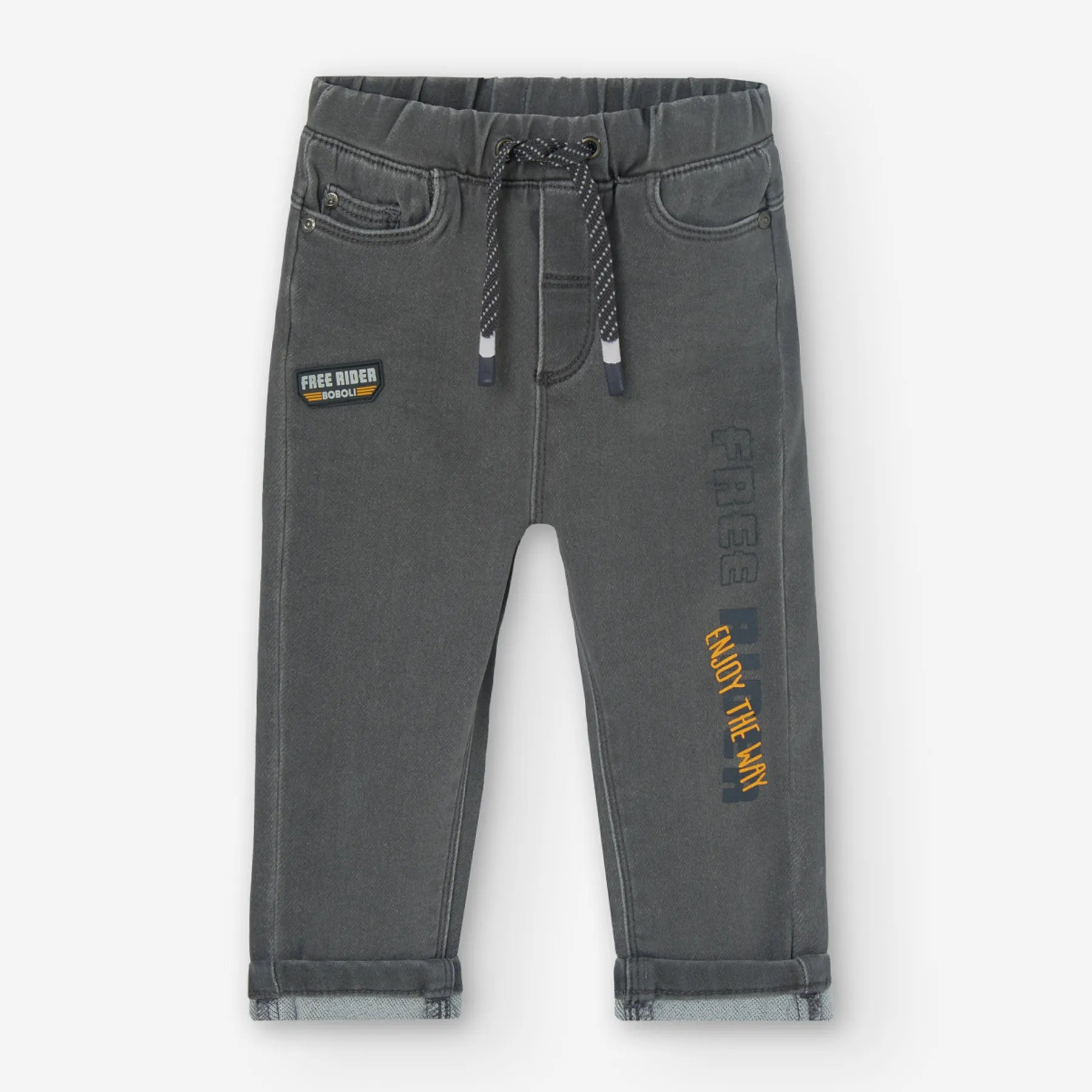 Pantaloni jeans con applicazioni bimbo grigio