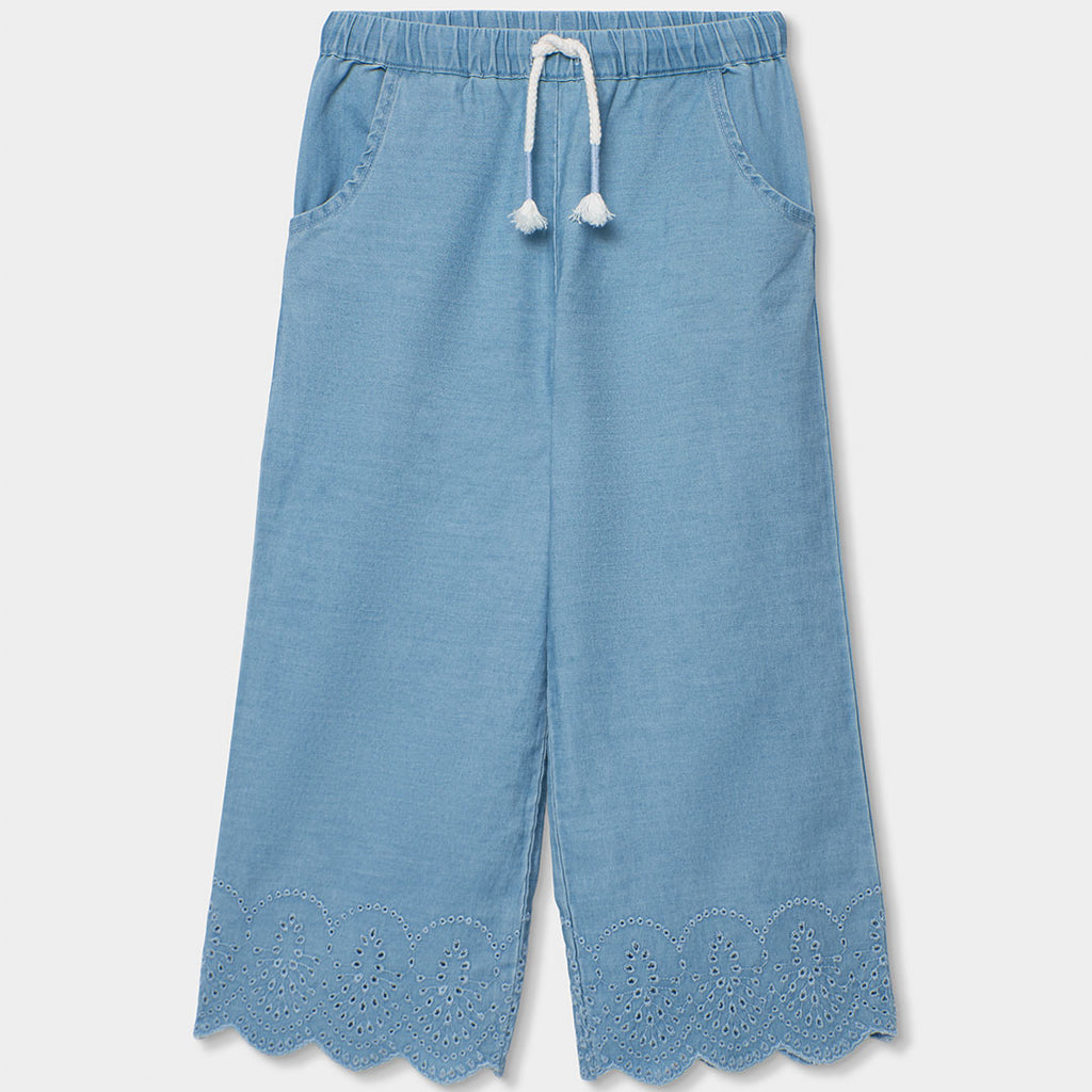 Pantaloni jeans gamba dritta con ricamo sul fondo
