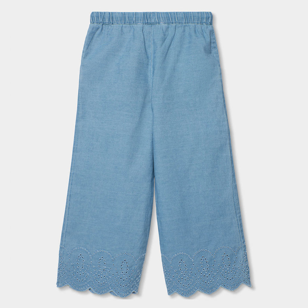 Pantaloni jeans gamba dritta con ricamo sul fondo