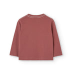 T-shirt manica lunga color mattone stampa orso