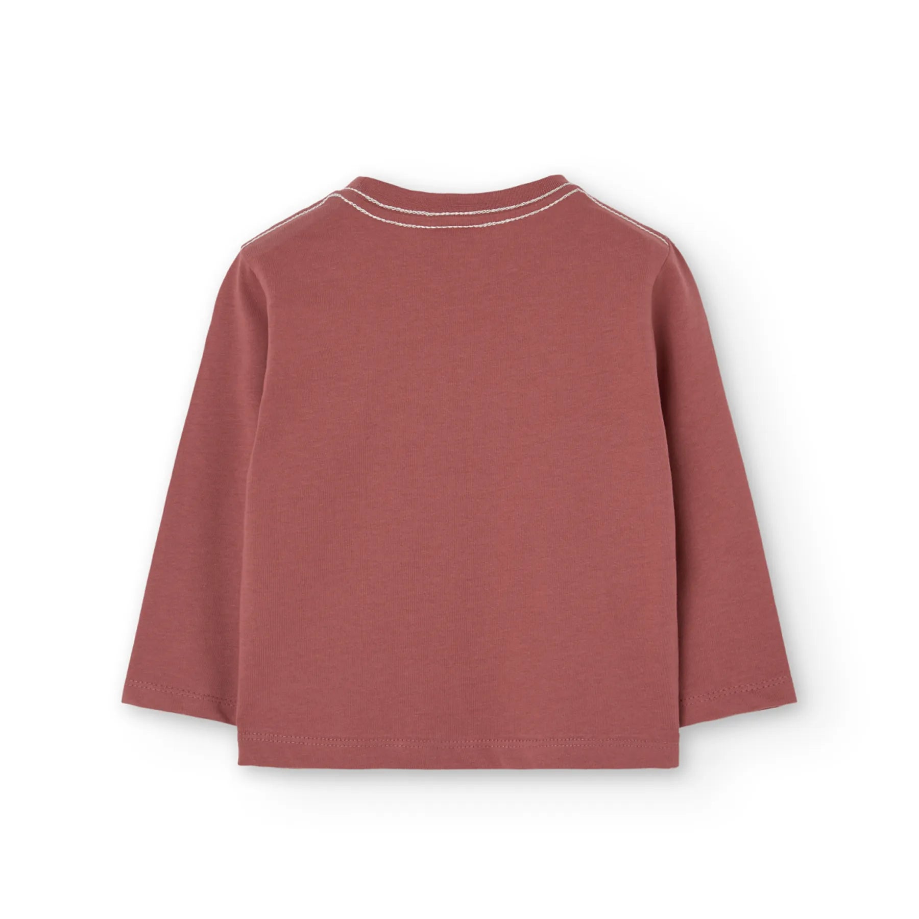 T-shirt manica lunga color mattone stampa orso