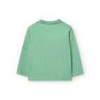 T-shirt manica lunga verde foglia stampa orso monopattino