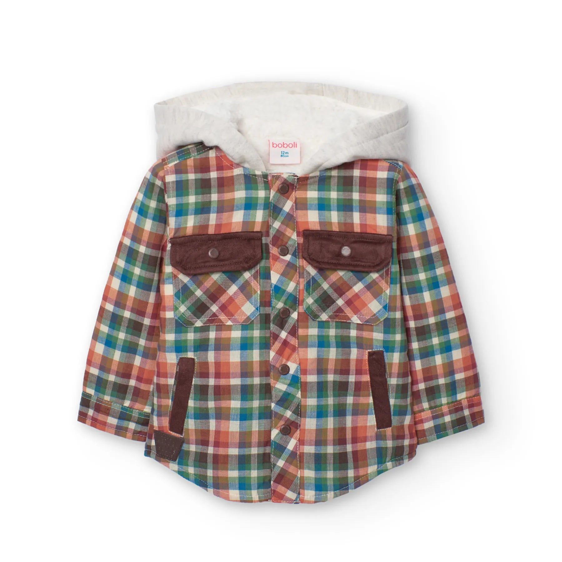 Camicia quadri per bimbo con cappuccio, imbottita quadri