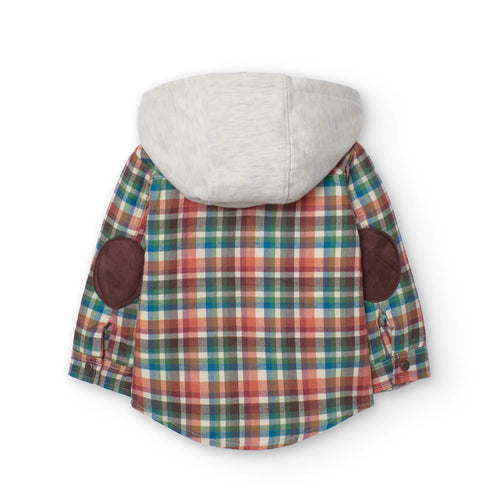 Camicia quadri per bimbo con cappuccio, imbottita quadri
