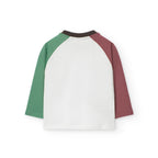 T-shirt manica lunga con disegni di animali maniche a contrasto