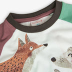 T-shirt manica lunga con disegni di animali maniche a contrasto