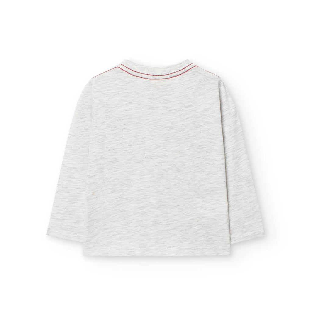 T-shirt manica lunga grigio chiaro con stampa wild