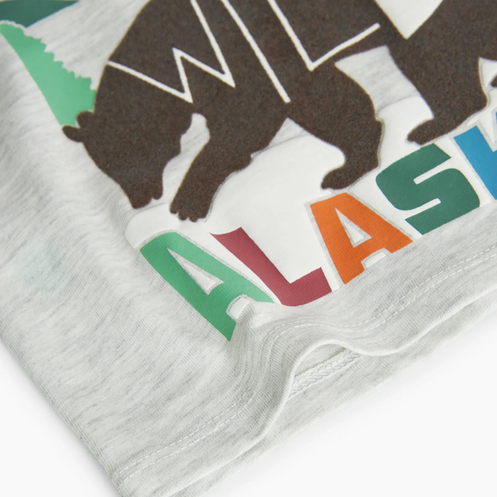 T-shirt manica lunga grigio chiaro con stampa wild