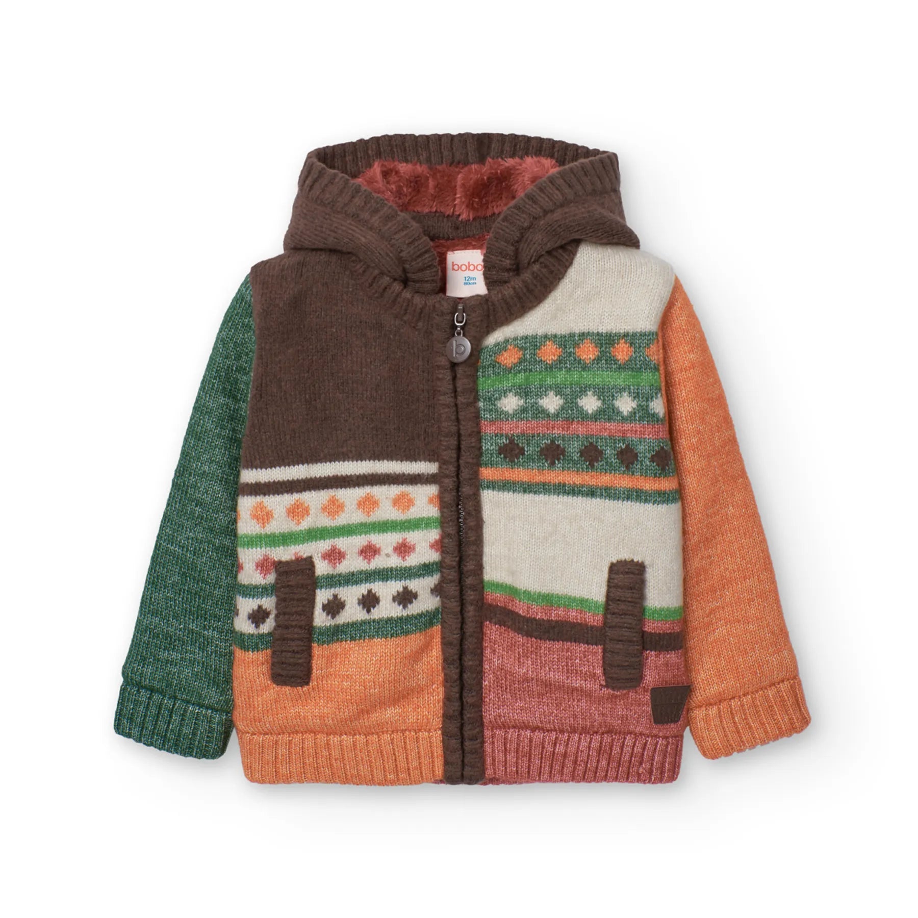 Cardigan con cerniera e cappuccio staccabile