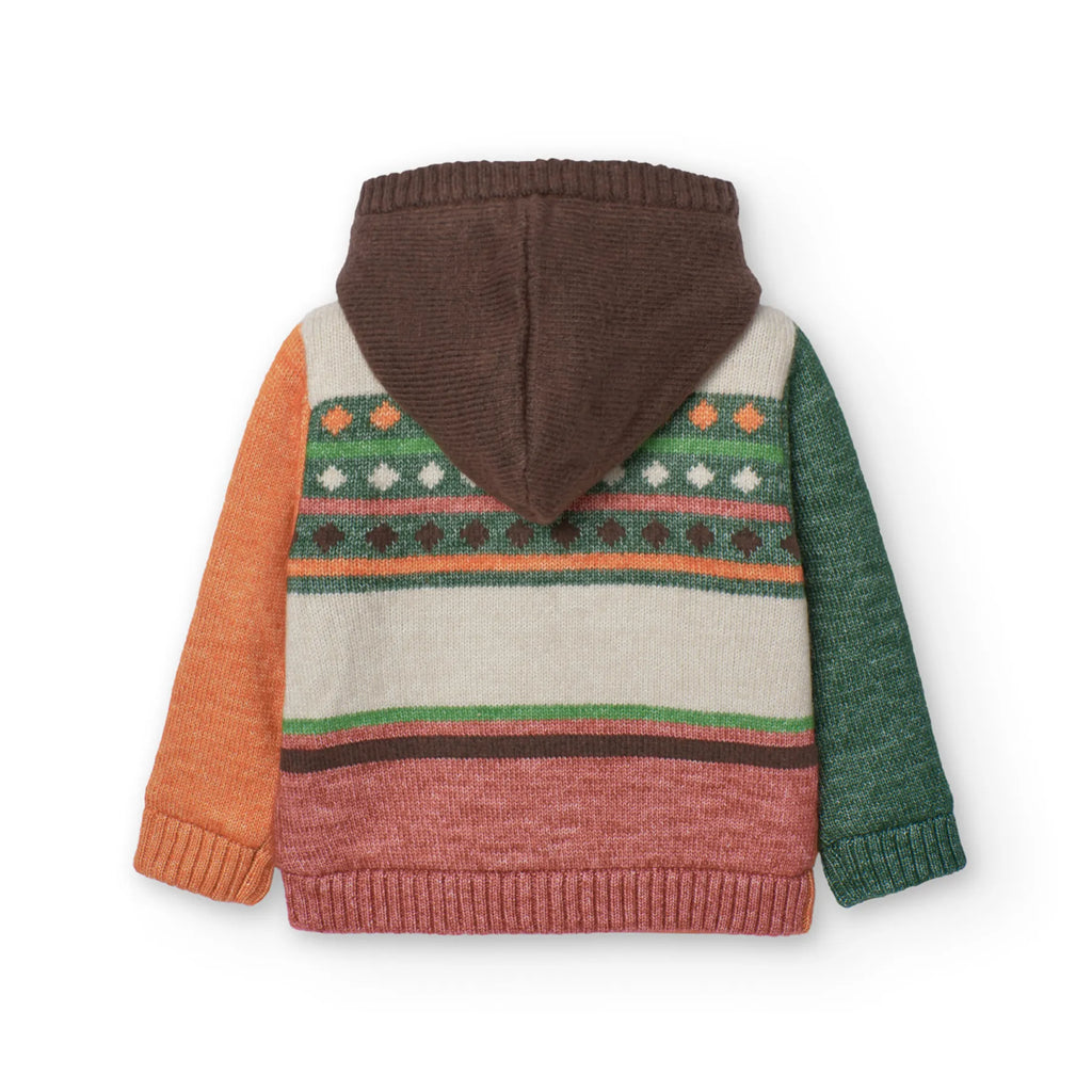 Cardigan con cerniera e cappuccio staccabile