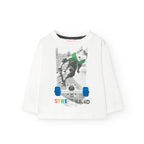 T-shirt manica lunga bianca stampa street bianco