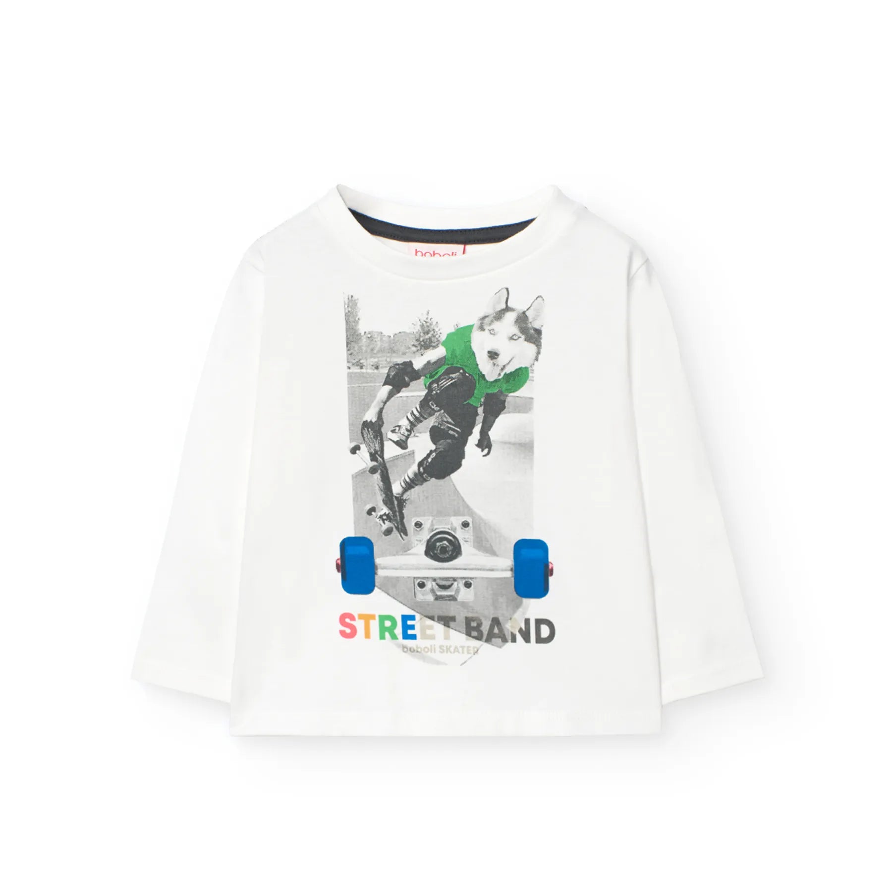 T-shirt manica lunga bianca stampa street bianco