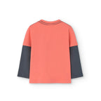 T-shirt manica lunga con maniche bicolor, paprika