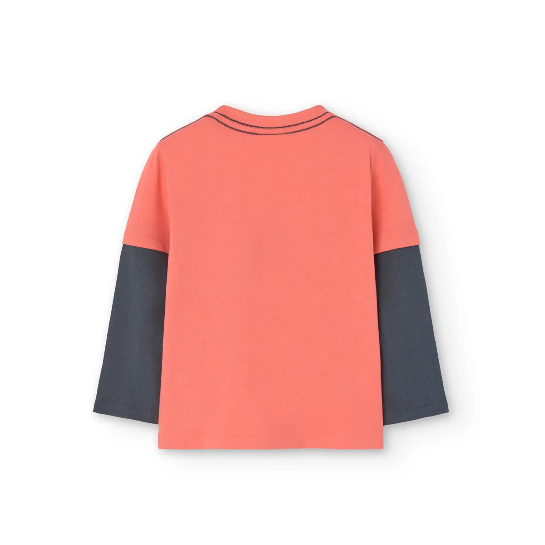 T-shirt manica lunga con maniche bicolor, paprika